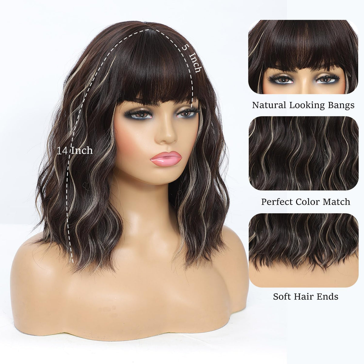 Veally 14-inch bob length creating a chic silhouette
