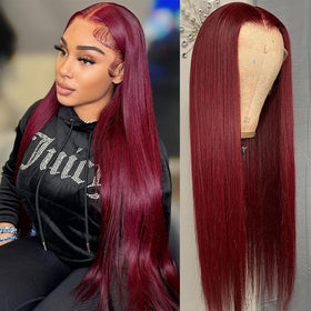 Veally Burgundy lace front wig 13x4 HD with seamless parting for everyday styling.