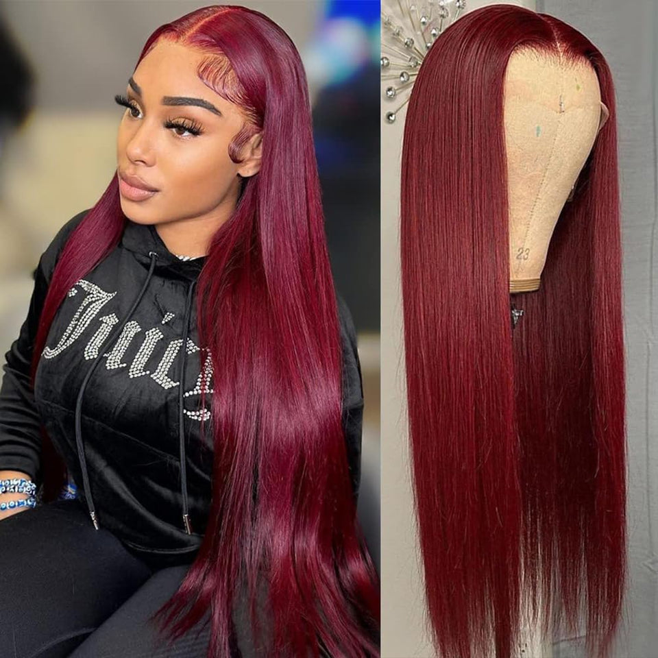 Veally Burgundy lace front wig 13x4 HD with seamless parting for everyday styling.