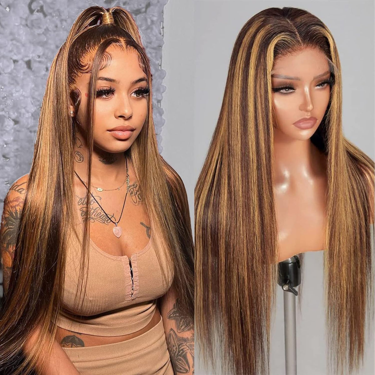 Veally highlight lace front wig 13x4 honey blonde natural look