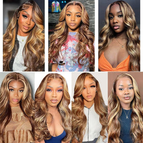 Veally Honey Blonde lace front wig cap adjustment ensuring secure, comfortable wear.