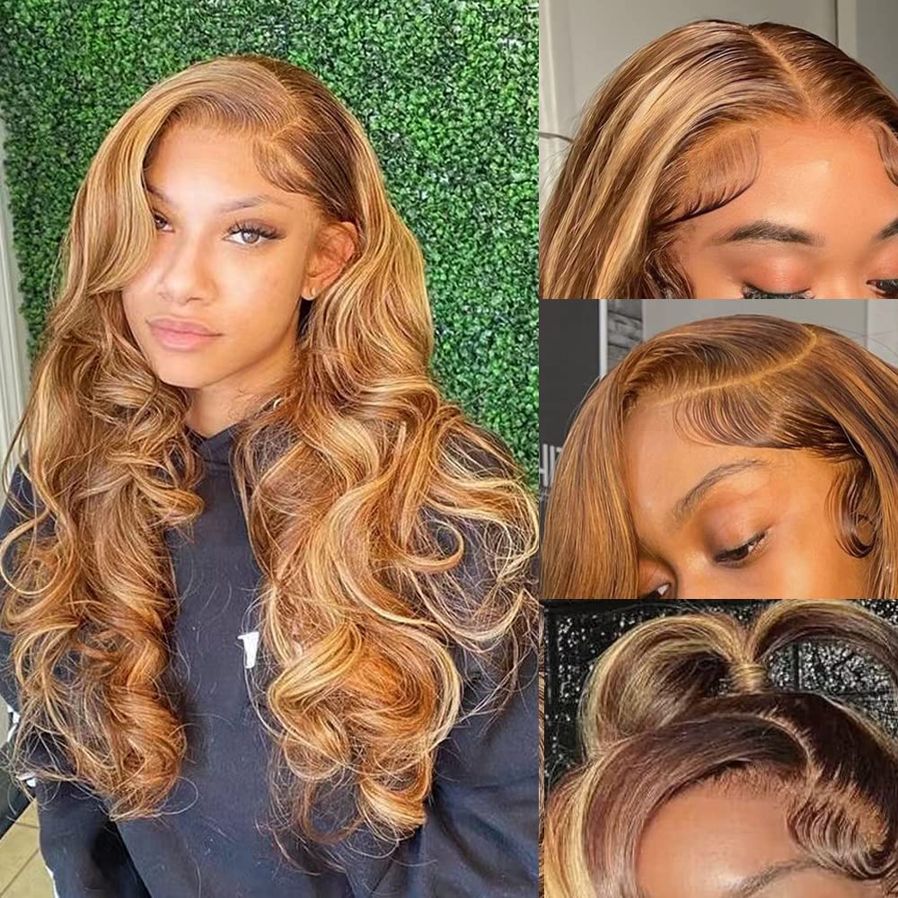 Veally Honey Blonde lace front wig front view with natural hairline and soft baby hairs.