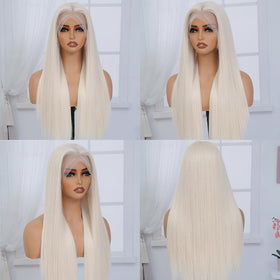 Veally Platinum Blonde wig baby hair detail highlights a soft, realistic hairline visible in photos
