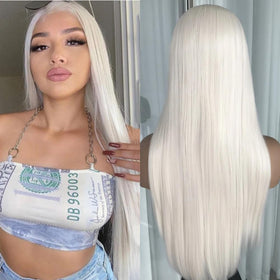 Veally Platinum Blonde wig heat-resistant fiber supports easy styling with heat tools