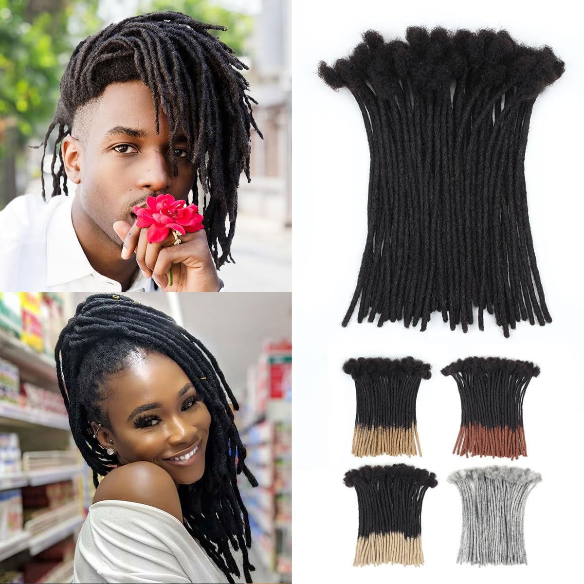 Vecago 10inch loc extensions close-up reveals natural texture for seamless weaving.