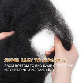Vecago Afro Kinky Bulk Hair close-up curls, ideal for crochet and dreadlock styling