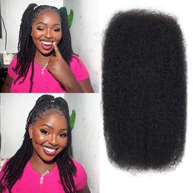 Vecago Afro Kinky Bulk Hair, 12 inch front view for natural-looking extension blend