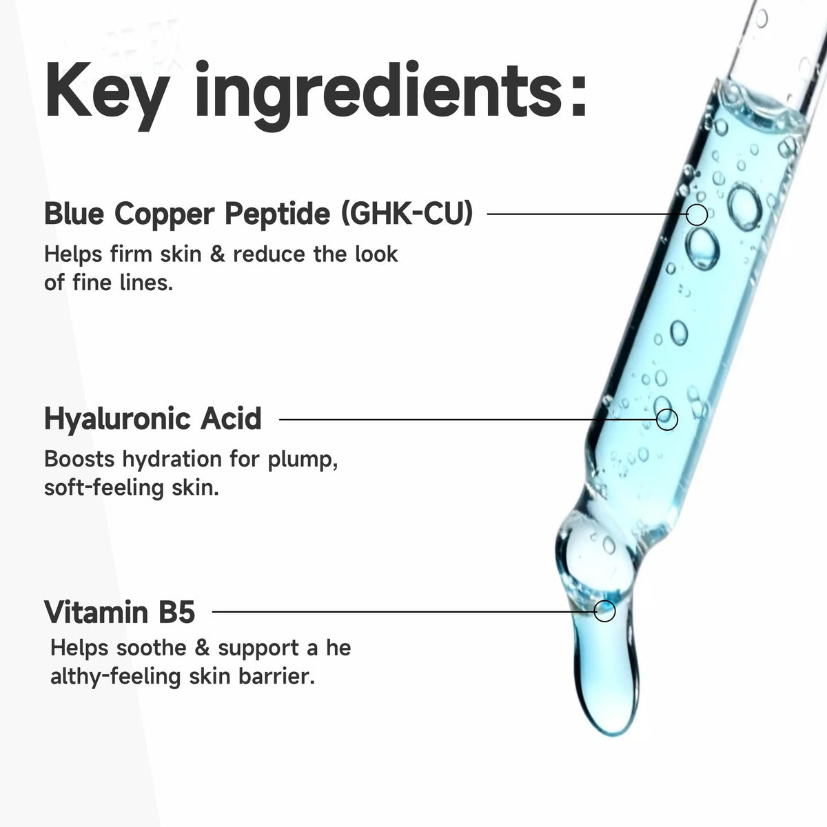 Vectium Blue Copper Peptide Serum dropper-top for precise, gentle application