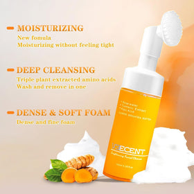 VEECENT Turmeric Kojic Foam Cleanser after-use glow reveals hydrated, refreshed skin.