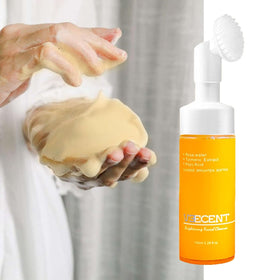 VEECENT Turmeric Kojic Foam Cleanser travel bottle for convenient on-the-go skincare.