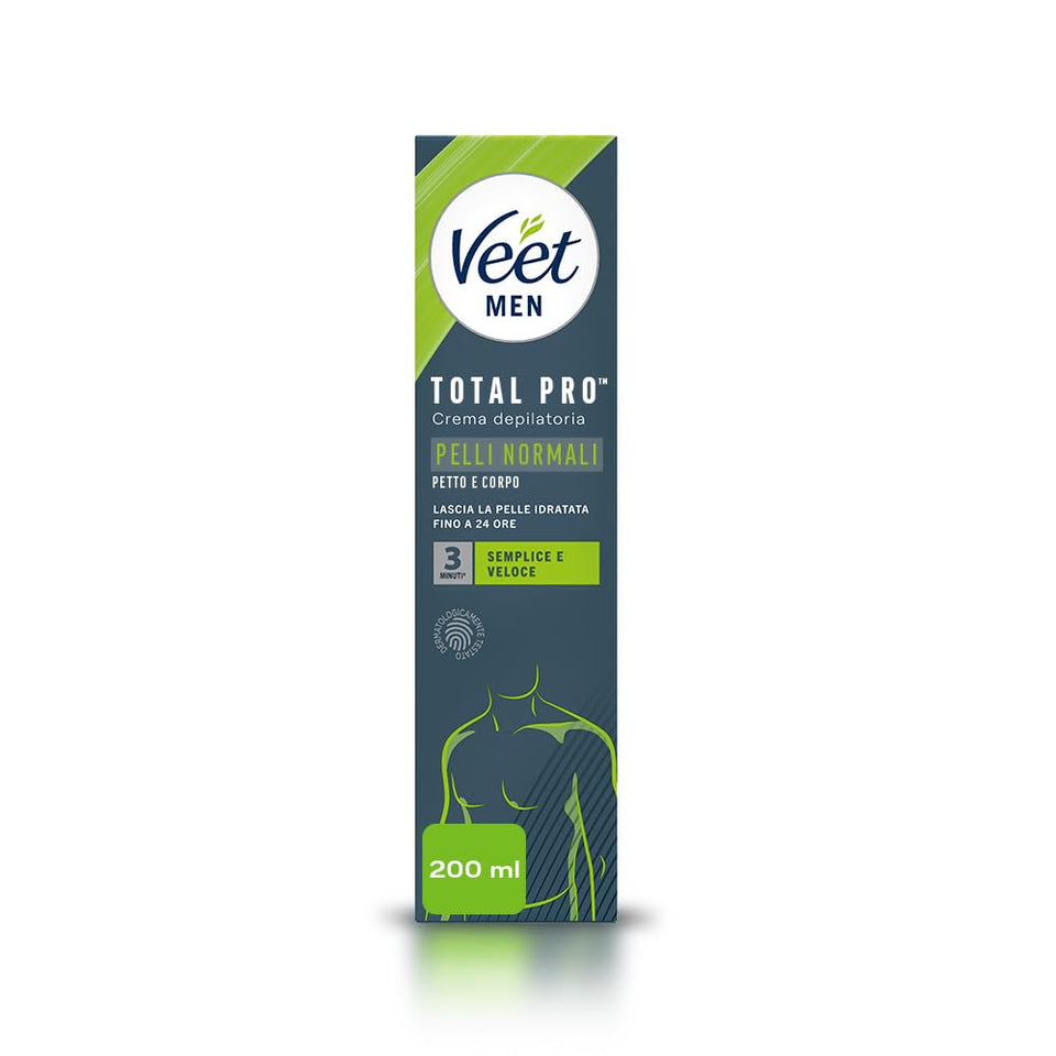 Veet for Men Gel Creme pack shot showing smooth skin after treatment