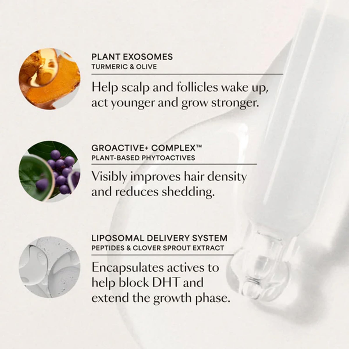 VEGAMOUR GRO+ Serum vegan cruelty-free badge highlights ethics.
