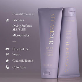VEGAMOUR UPLIFT color-treated hair protected with added shine