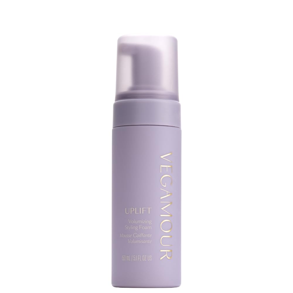VEGAMOUR UPLIFT foam on damp hair for instant lift and body.