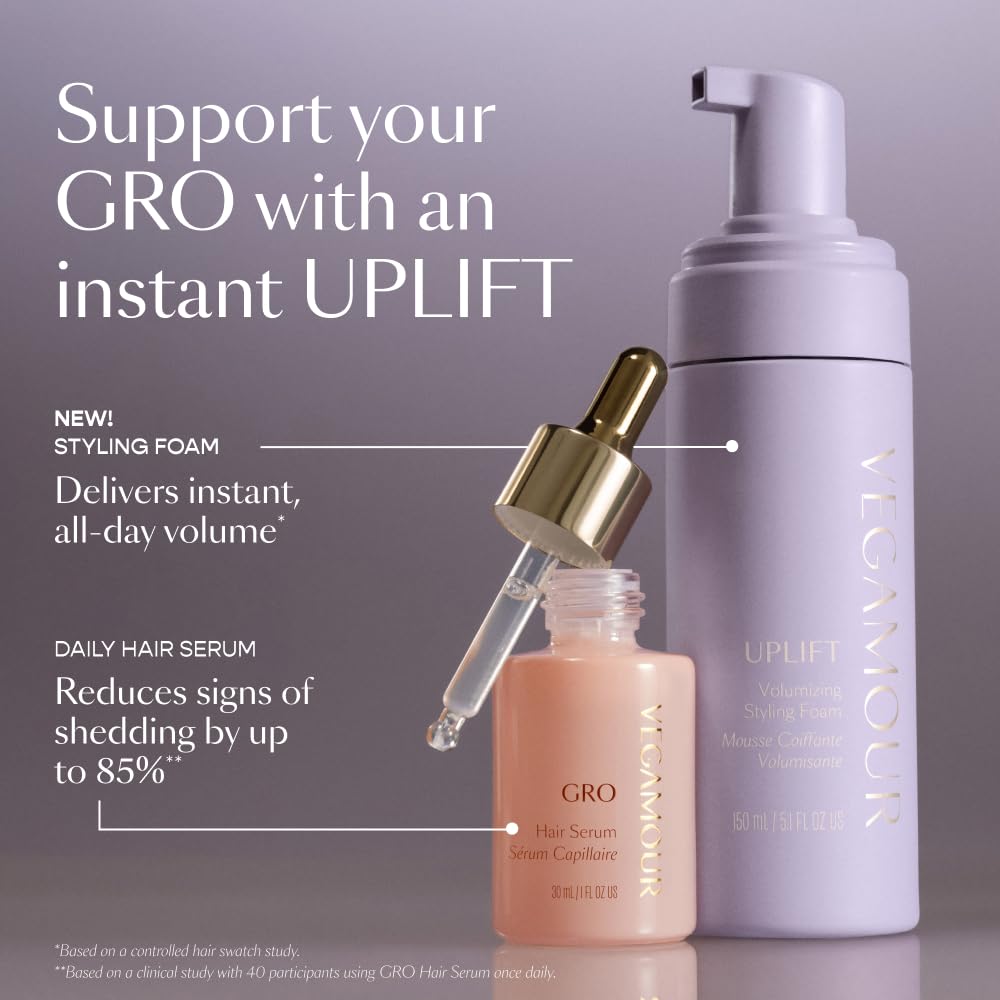 VEGAMOUR UPLIFT foam offers long-lasting volume and bounce.