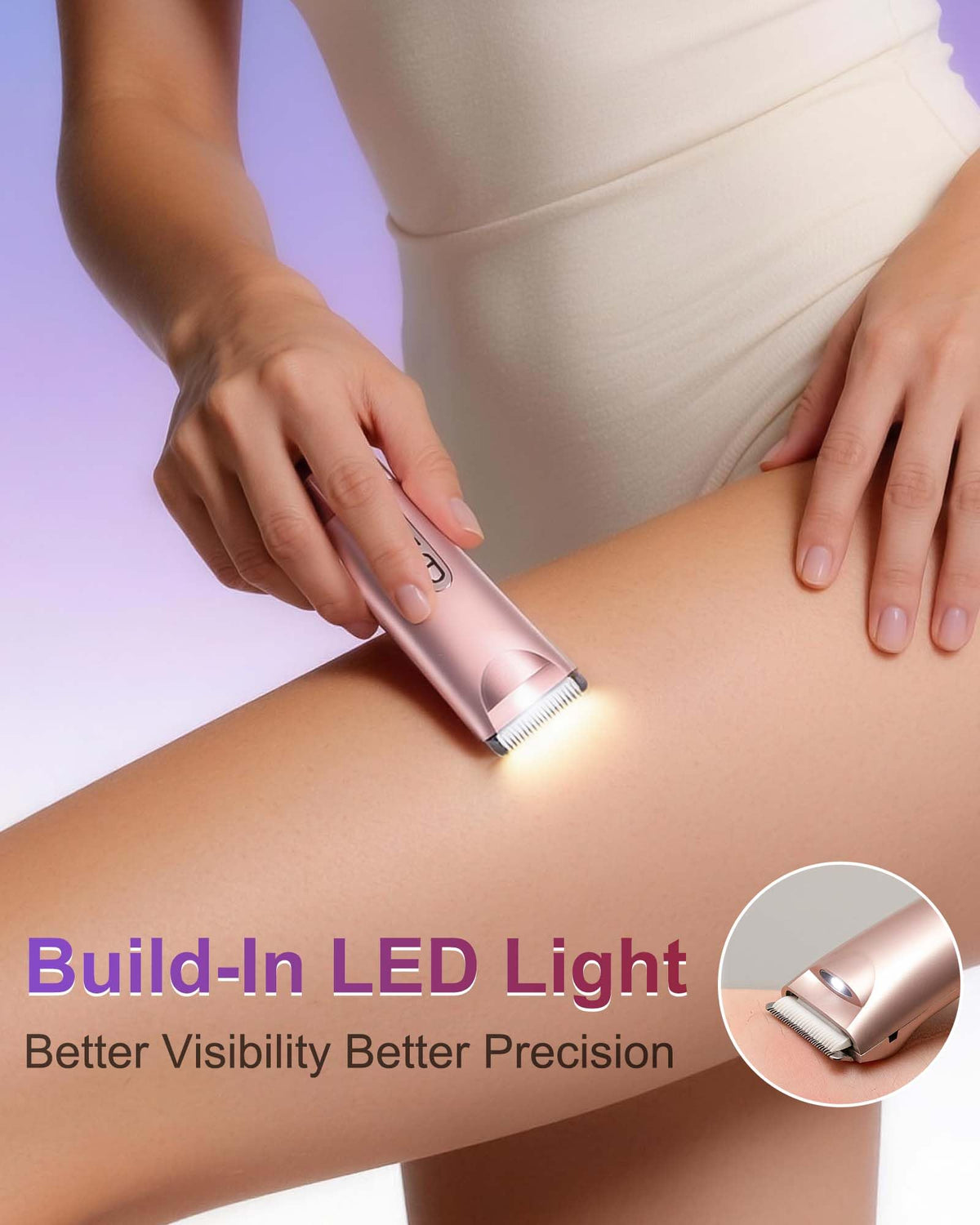 VEGITERIA Trimmer with dual-head design for body and facial grooming.