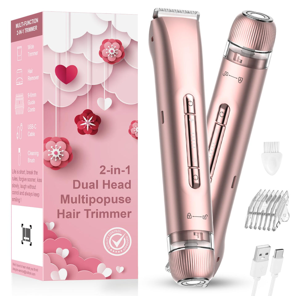 VEGITERIA dual-head bikini trimmer for versatile grooming and shaping.