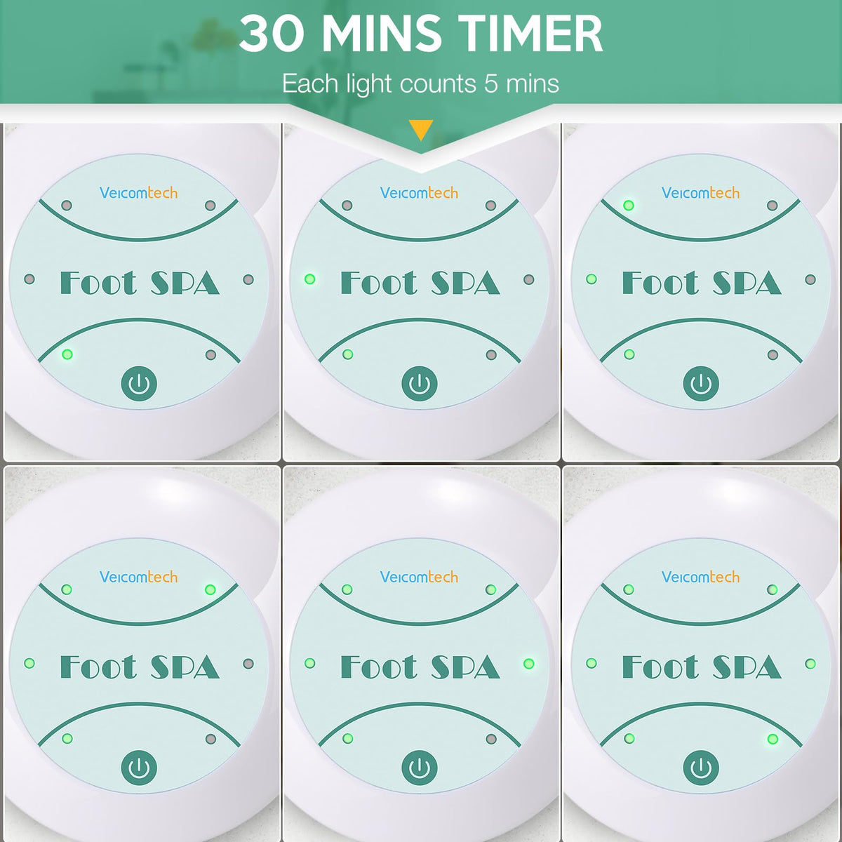 Veicomtech Ionic Foot Bath one touch start controls for easy use