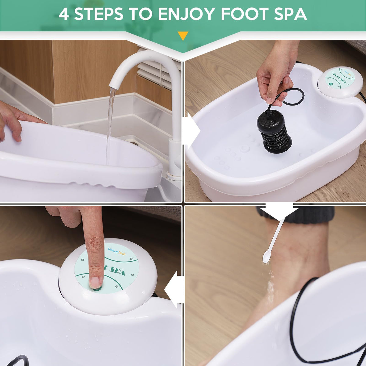 Veicomtech Ionic Foot Bath warm swirling water delivering soothing comfort