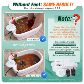 Veicomtech Ionic Foot Bath water discoloration indicator during ion activation
