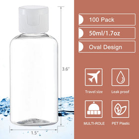 VEIDIA clear plastic bottles with flip caps for easy visibility and dispensing.
