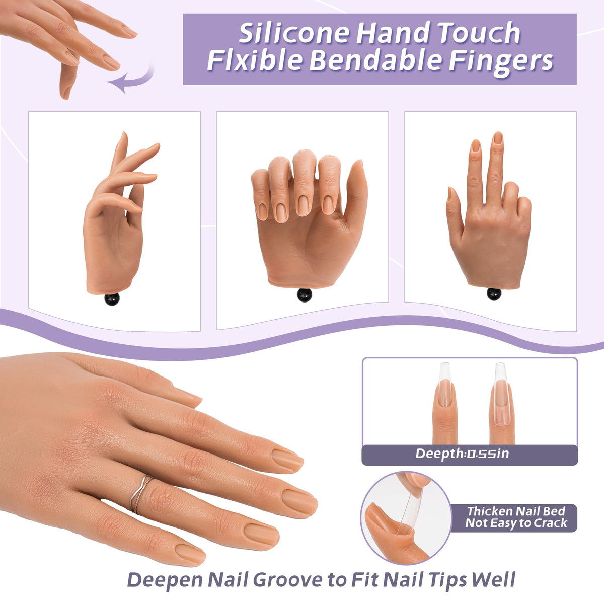 Veikmv deep nail slots help secure tips during filing and polishing