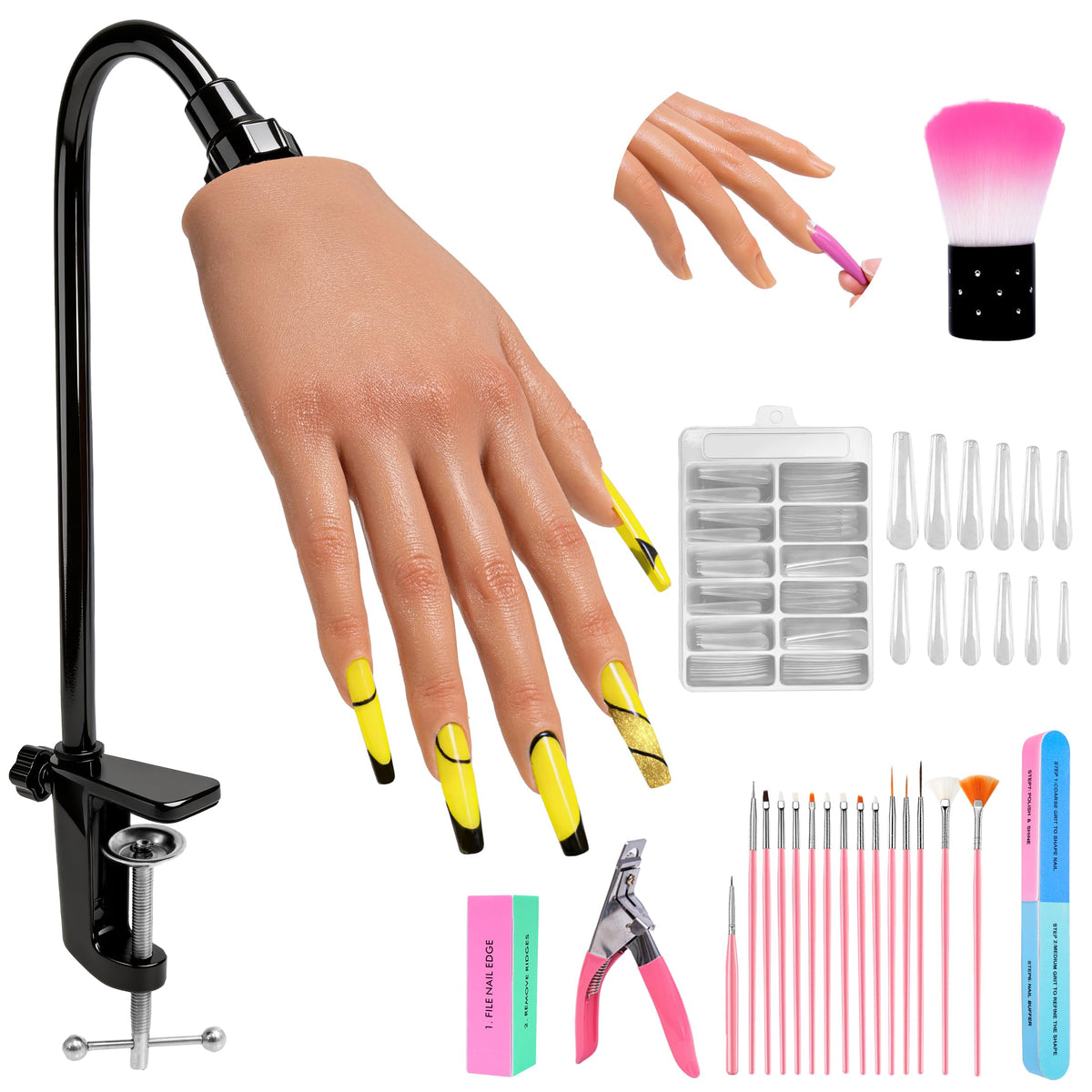 Veikmv practice hand with acrylic nails for realistic nail art training