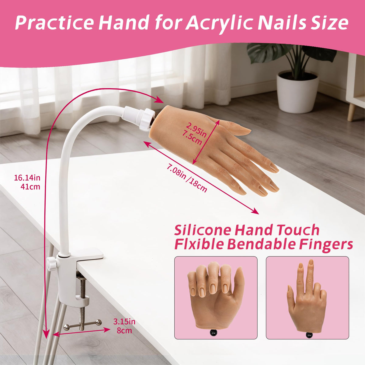 Veikmv practice hand highlighting deep nail grooves for tip security.