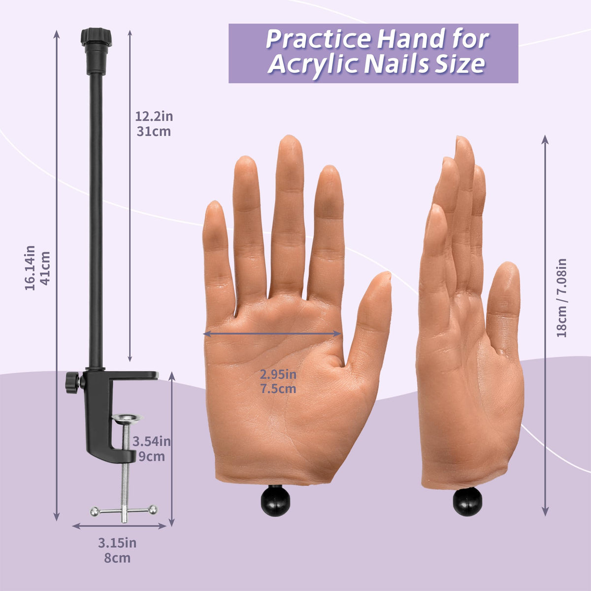 Veikmv practice hand silicone fingers enabling precise nail shaping practice