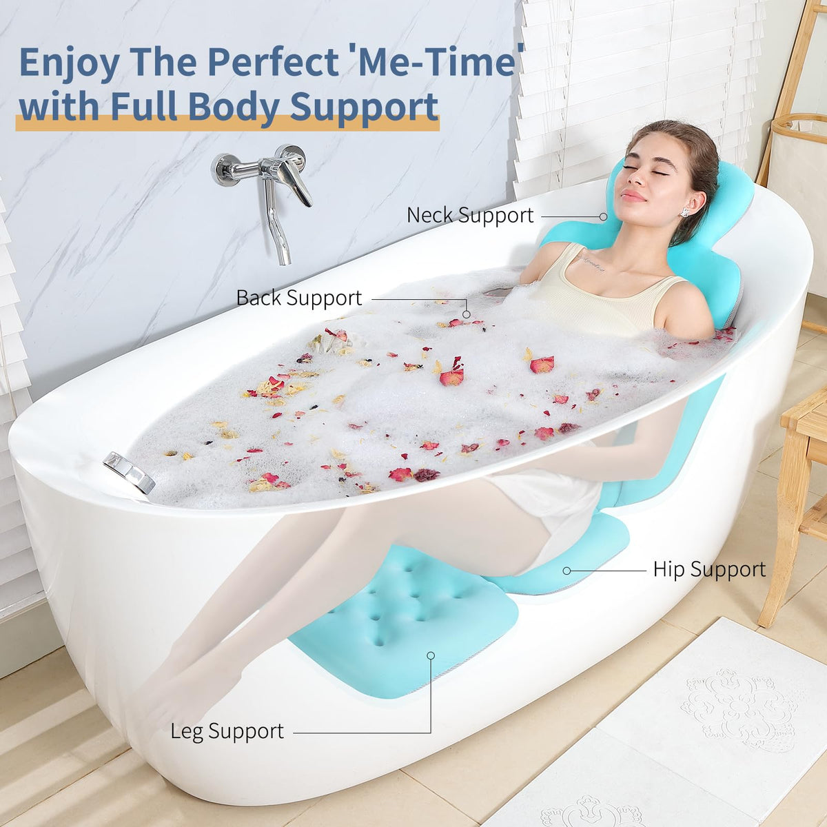 VEILS bath pillow back support delivers strain-free lounging