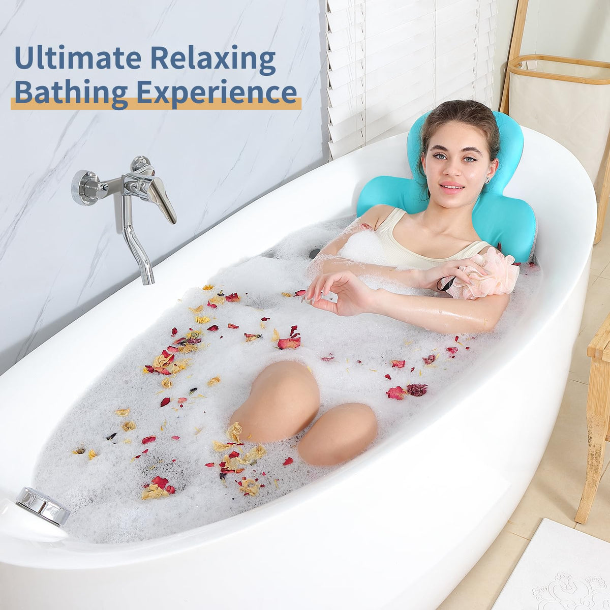 VEILS bath pillow with head support for neck comfort during baths