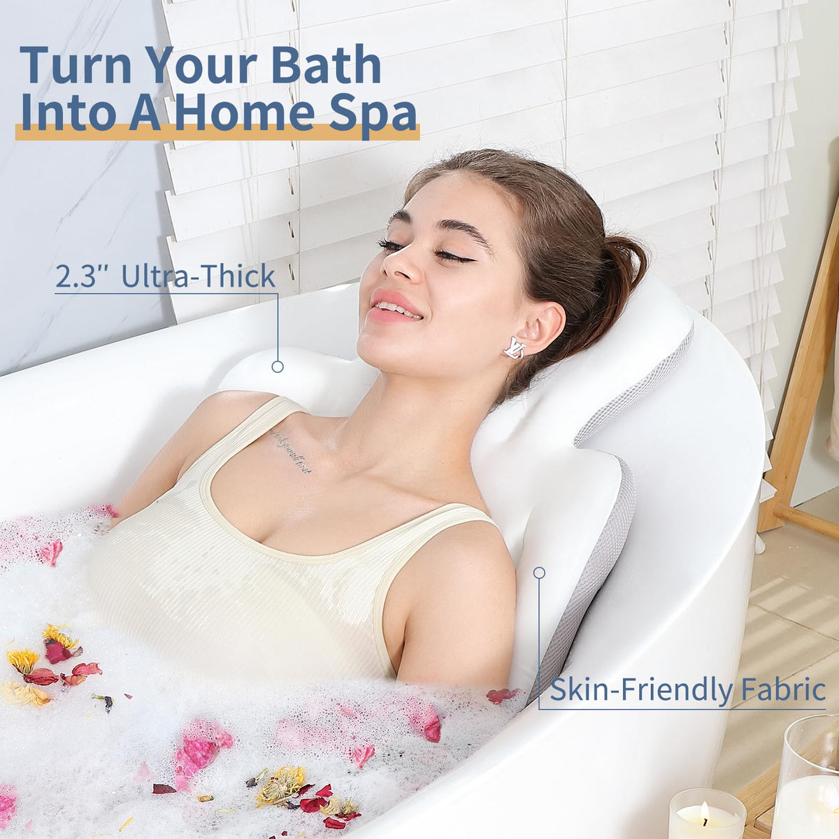 VEILS bath pillow features thick cushioning for extra softness