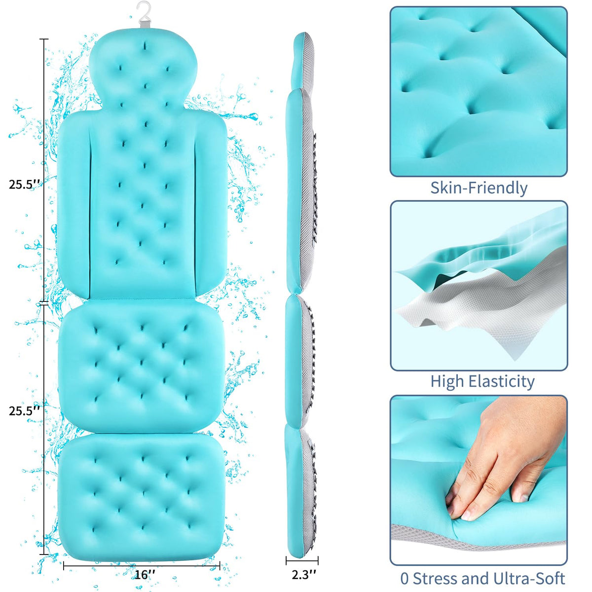VEILS bath pillow with laundry bag for easy post-use care