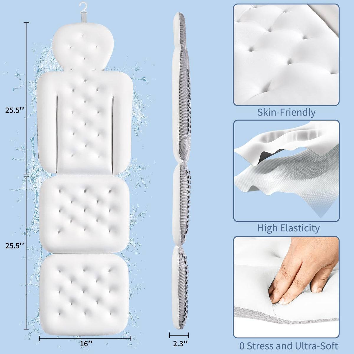 VEILS bath pillow includes a laundry bag for easy care