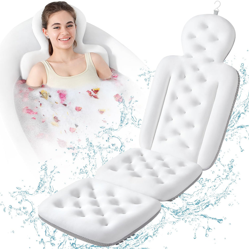 VEILS luxury bath cushion provides full-body support for a relaxing soak