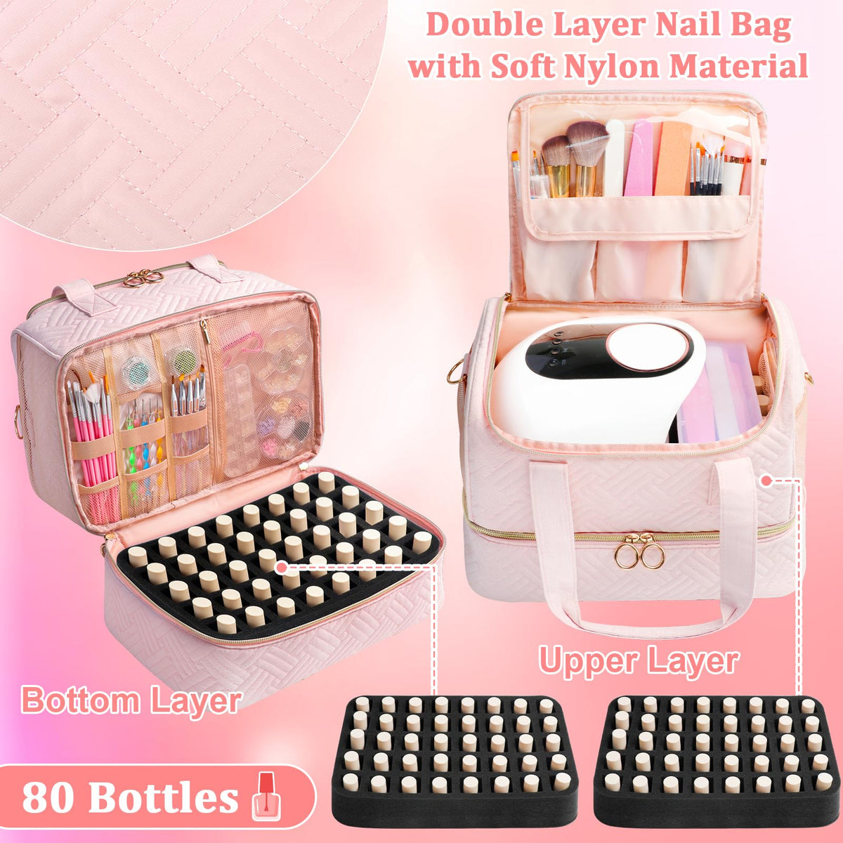 Veirdro nail-lamp-compartment securely holds the light during polish sessions.