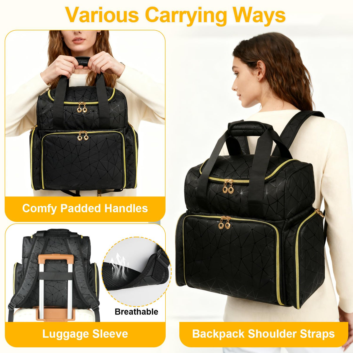 Veirdro Nail Polish Organizer Backpack durable PU leather protects contents.