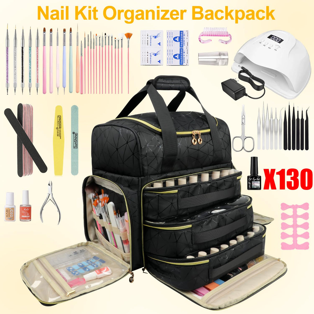 Veirdro Nail Polish Organizer Backpack ideal for travel and on-site nail art.