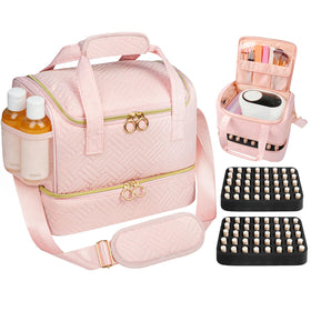 Veirdro nail-polish-organizer-bag with 80-bottle capacity for organized storage at home.