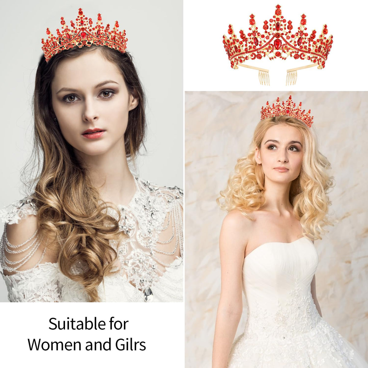 VELSCRUN gold-plated rhinestone crown adds sparkling elegance for photos and celebrations
