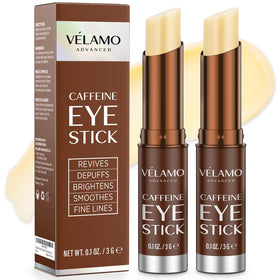VELAMO ADVANCED caffeine eye stick packaging ready for travel and on-the-go use