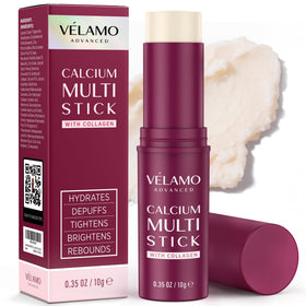 VELAMO ADVANCED Calcium Multi Balm Stick under-eye application for smoother, hydrated skin.