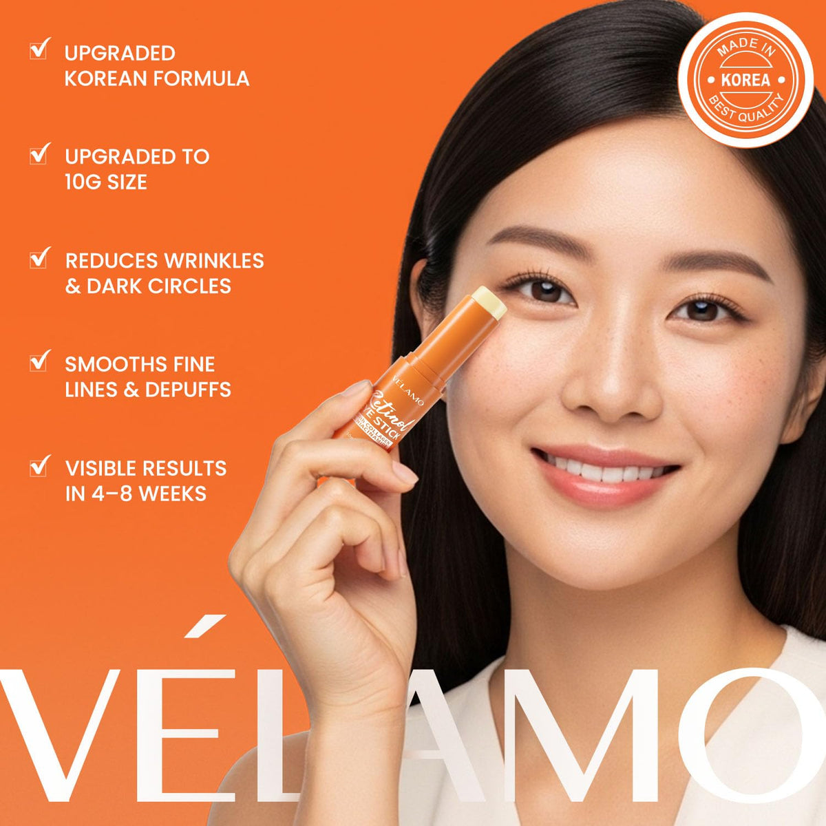 Eye stick glide demonstrates smooth, non-greasy hydration under the eye.