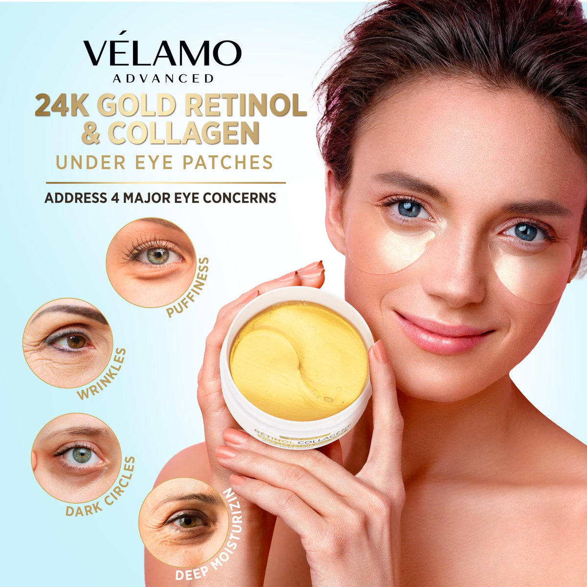 VELAMO ADVANCED Retinol Collagen Eye Patches reduce fine lines for smoother eye area.