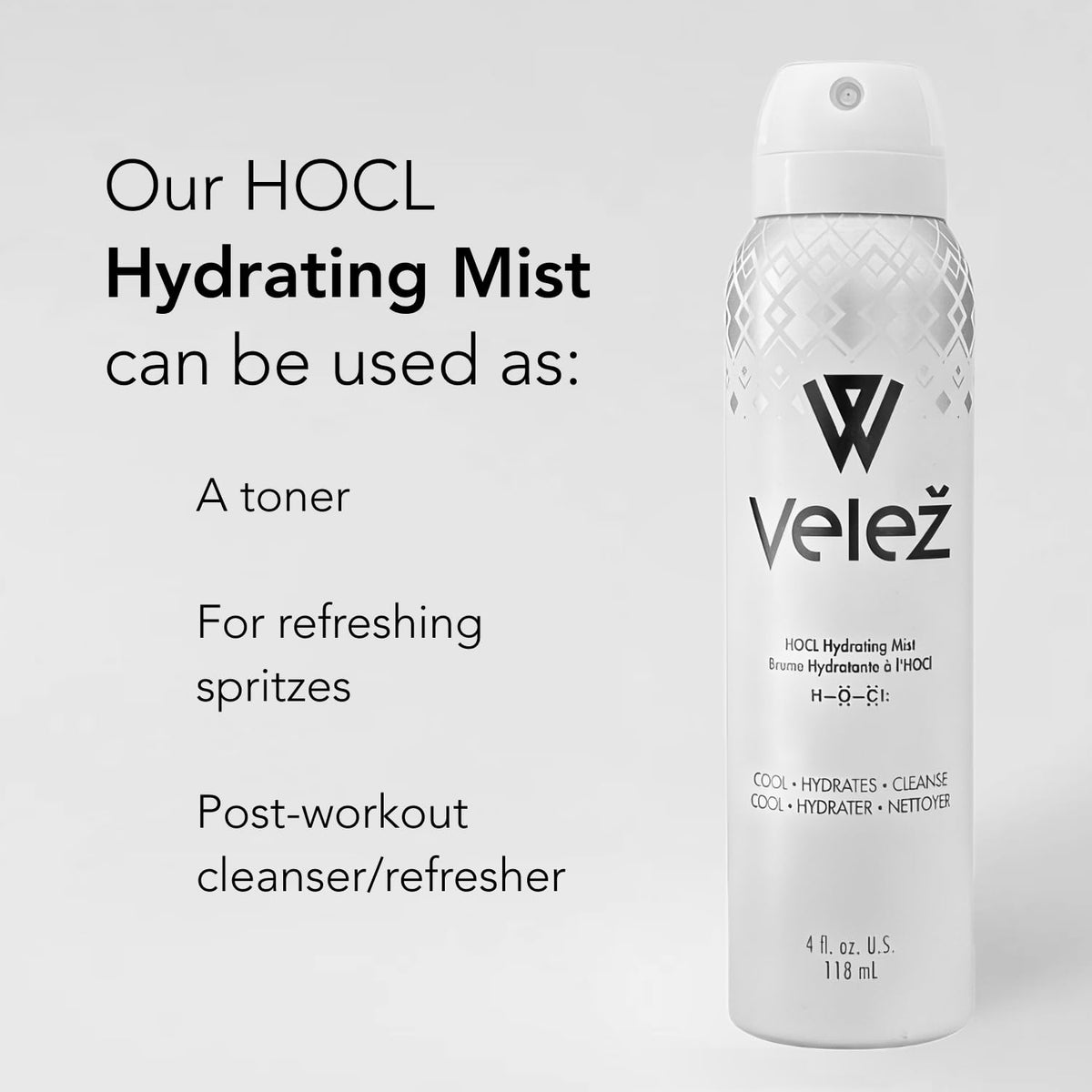 Velez HOCL Hydrating Face Mist close up mist feel delivers soothing hydration.