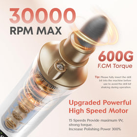 Velnail rechargeable 2000mAh battery enables cordless use for salon-quality results