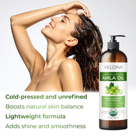 Velona Amla Oil skin massage shows versatile use for moisturized, soft skin