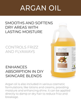 Velona Argan Oil texture close-up showing silky finish for grooming.