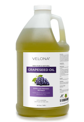 Velona Grapeseed Oil 64oz bottle with light, fast-absorbing moisturizer experience