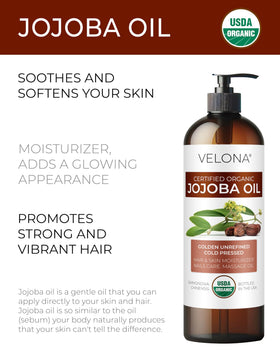Velona Jojoba Oil amber glass bottle highlights premium packaging and light protection.
